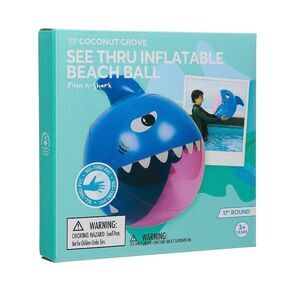 Coconut Grove See Through 17" Round Inflatable SHARK Beach Ball